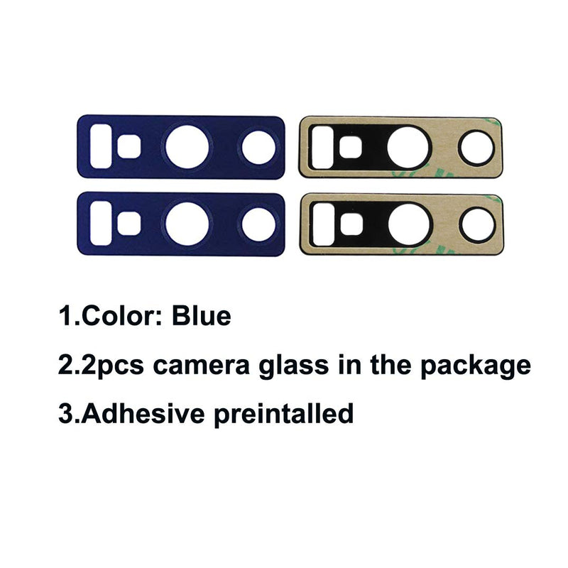 Original OEM Rear Back Camera Glass Lens Replacement for Samsung Galaxy Note 9 N960F N960U (All Carriers) with Adhesive Preinstalled Includes Repair Tools Set (2pcs Camera Glass) (Blue)