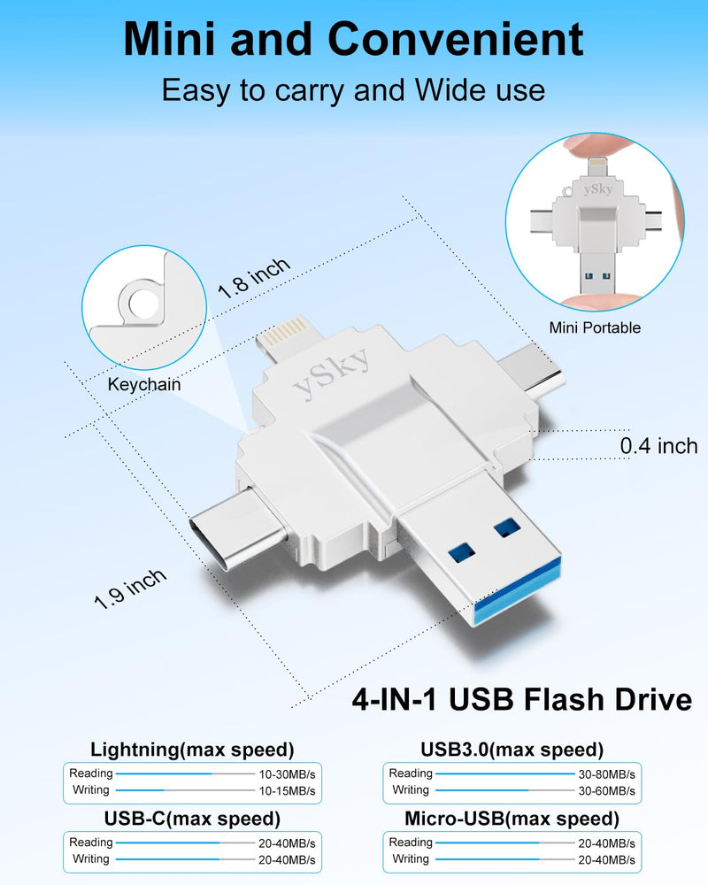 MFi Certified 512GB Photo Stick for iPhone Flash Drive,4 in1 External Storage Thumb Drive for iPhone Photos Videos Contacts Backup,USB C Memory Stick Flash Drives for iPhone/iPad/Android/PC/MAC 512G