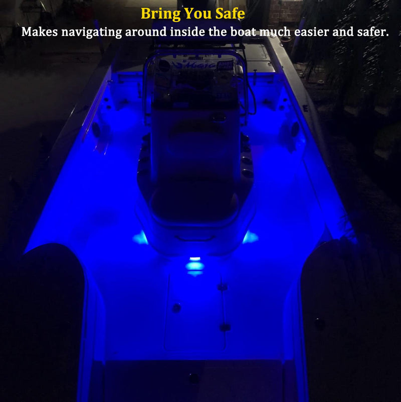 Boaton Marine Led Night Fishing, Boat Interior Courtesy Lights, No Drilling Install, Blue 10Pcs Blue