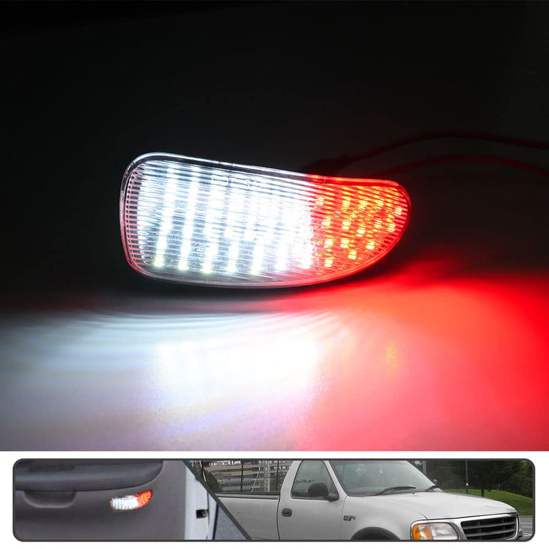 2Pcs F150 LED Courtesy Door Lights for Ford F150 1997-2003, F150 SVT Lightning 1999-2002, F250 Light Duty 1997-1999 Red& White LED Side Door Panel Light Door Interior Light Step Lights Clear Lens