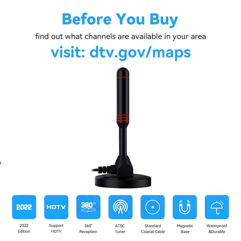  [AUSTRALIA] - Upgraded Enhanced Chip TV Antenna Indoor Antenna for Smart TV for Long Range Reception and Smart TVs HD Digital Antenna with Amplifier Signal Booster for Local Channels On 4K 1080P/ Factory Supply