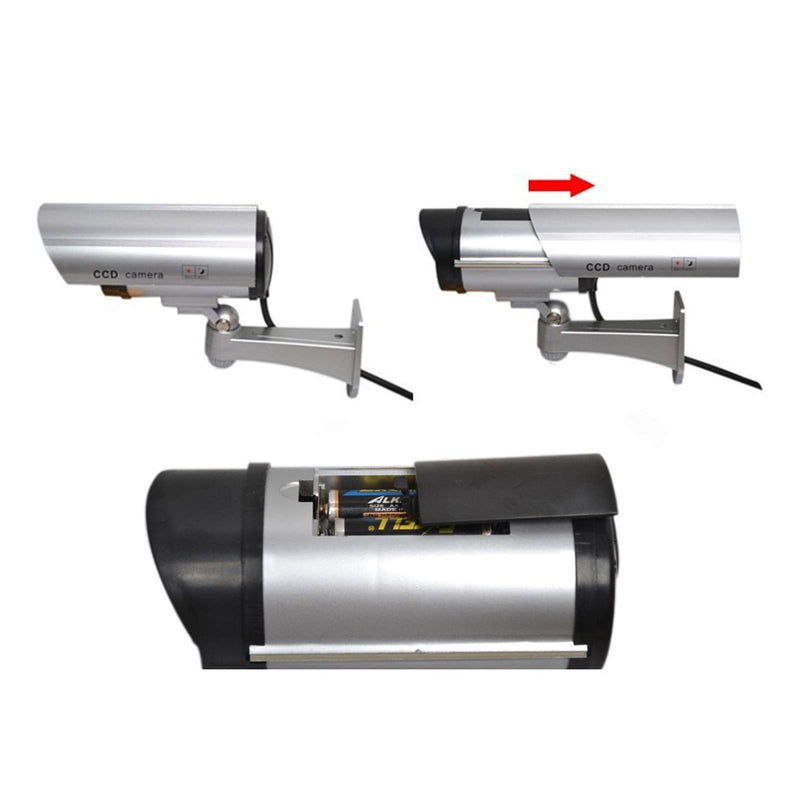 SUNGOOYUE Fake Security Camera Engineering Plastic Dummy Security Camera with Flashing Red LED Rotatable 0 to 90 and 360 Bracket Easy Install for Home Office Shop Garden Outdoor
