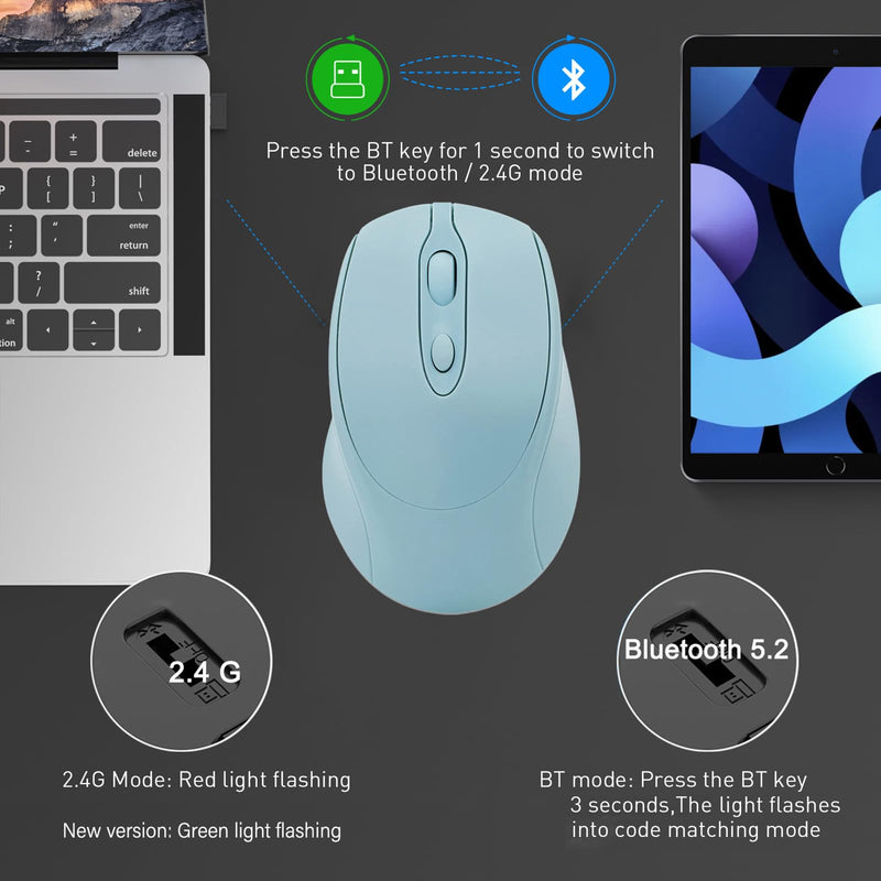  [AUSTRALIA] - Bluetooth Wireless Mouse USB C for Macbook Air Pro/Computer/Laptop, Wireless Rechargeable Silent Ergonomic Mouse Type C for Mac/iPad/iMac/Surface Blue