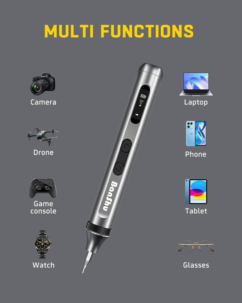 Banshu Mini Electric Screwdriver, 52 in 1 Precision Power Screwdriver Set with Metal Case, LED Light, Cordless Rechargeable Magnetic Repair Tool Kit for Eyeglass, Watch, Phone, Laptop, PC, Electronics