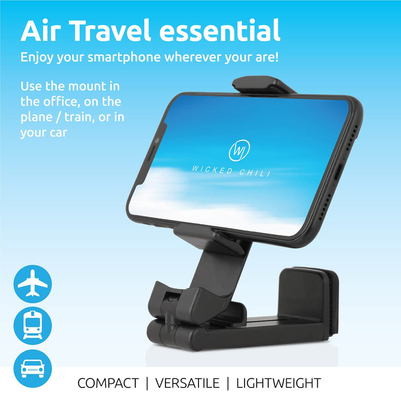 2X Airplane in Flight Phone Holder | Travel Essential Gadget for Plane | Universal Foldable Pocket Size Smartphone Mount | 360° Rotation | Train Work Monitor Kitchen & Video (Patented) 2x Airplane Phone Holder