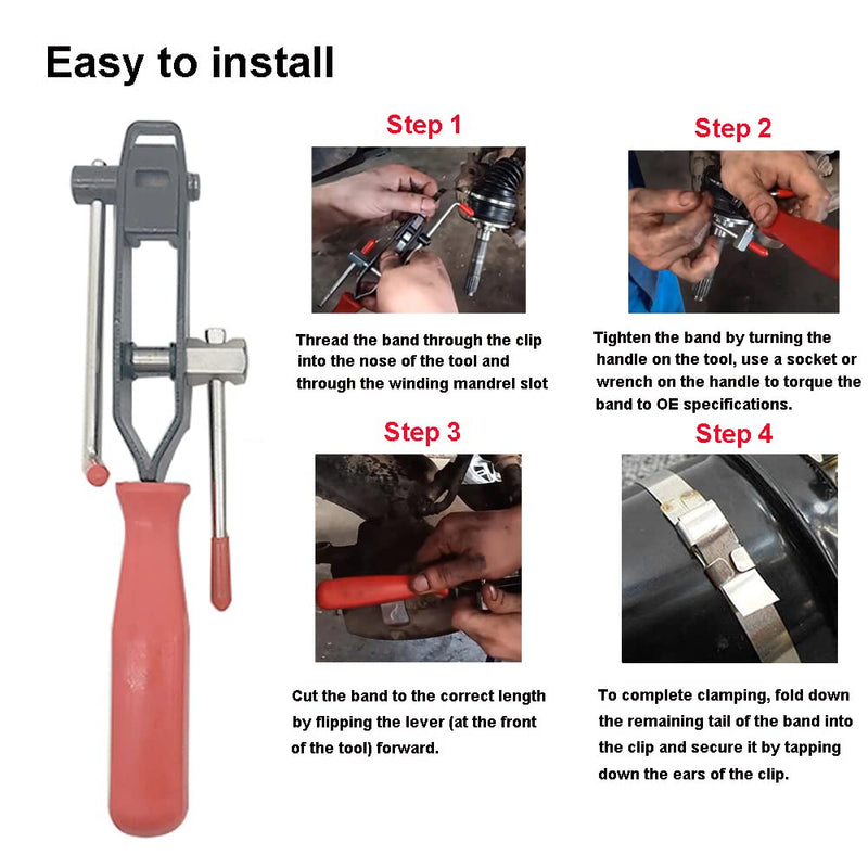 CV Joint Banding Boot Axle Clamp Tool with Universal Adjustable Drive Shaft CV Boot Band Clamps, Automotive CV Boot Clamp Pliers Axle Boot Clamps 13Pcs for Most Cars