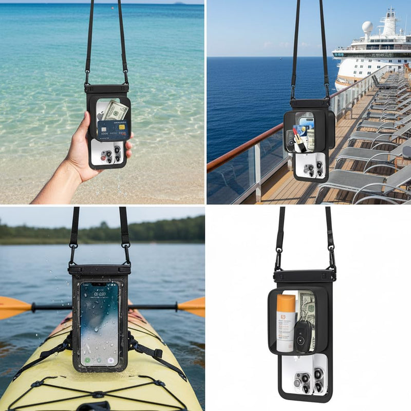 IPX8 Waterproof Phone Pouch, Large Space, up to 8.5" Black