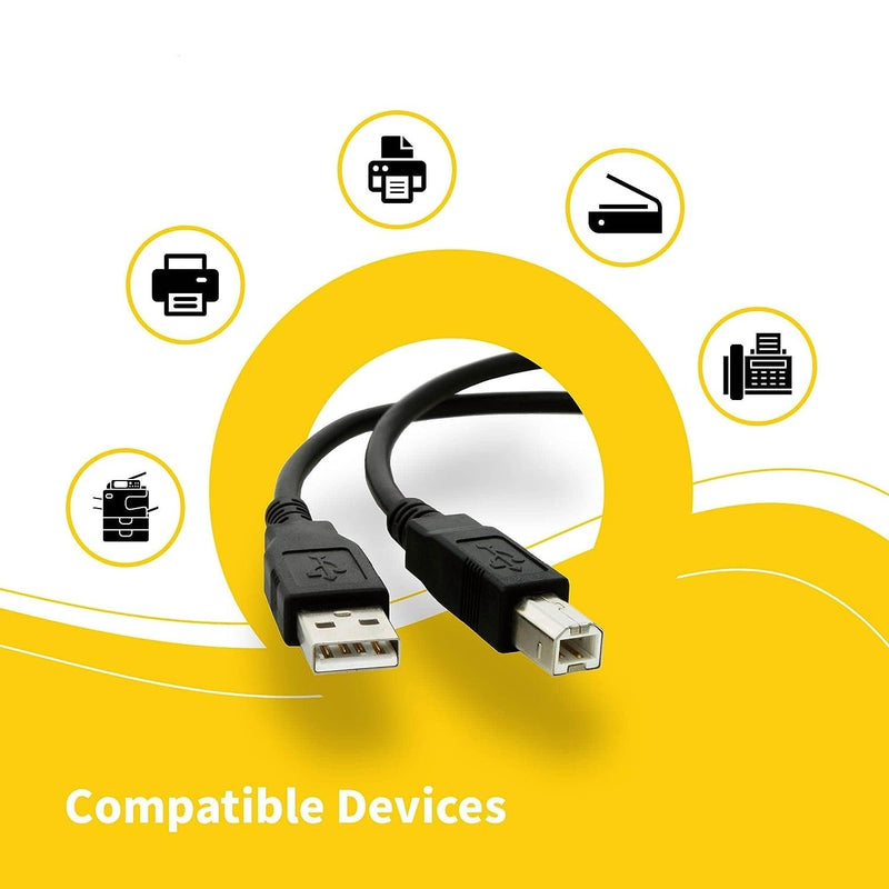 (10-Pack) USB A to B Printer Cable 10-ft., High Speed Scanner Printer Cord Compatible for HP Canon Dell Epson Brother Lexmark Xerox Samsung Piano DAC, Etc (10-Feet) 10-Feet