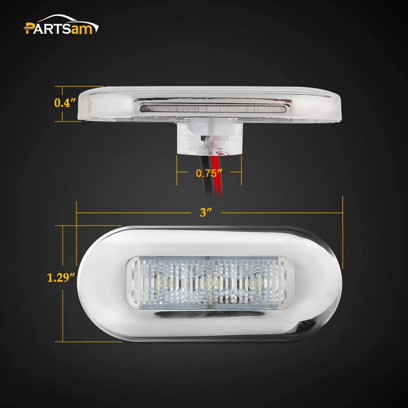 Partsam 4pcs 3" Blue LED Oblong Courtesy Light for Marine Deck Transom Stern, Yacht, Pontoon, Fishing Boat, Kayak, Sailboat - Sealed Cabin Lights, 12V, Clear Lens, Surface Mount