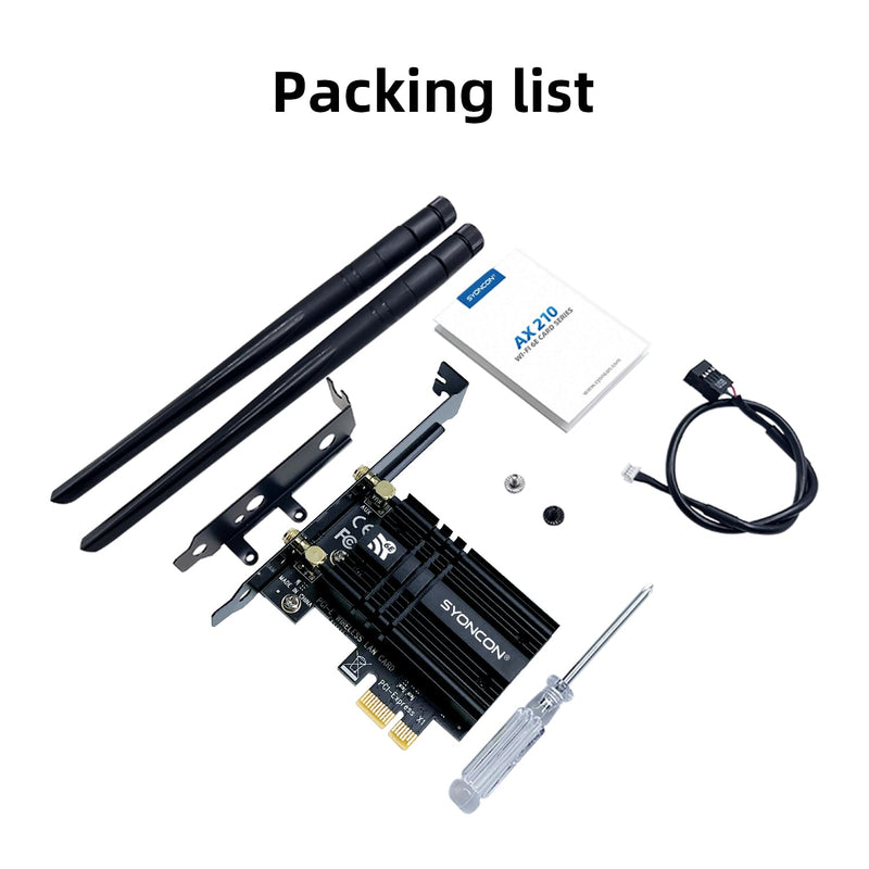WiFi 6E AXE5400 PCIe WiFi Card Intel AX210 Chipset with Bluetooth 5.3 Adapter Tri-Band 2.4G/5G/6GHz 5374Mbps PCI Express Wireless Network Card for Desktop PC Windows 10/11 (Black) AXE5400(Black)