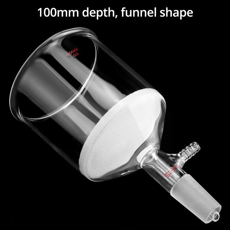 QWORK 500ml Borosilicate Glass Buchner Filtering Funnel with Medium Frit (G2) - 24/40 Standard Taper Inner Joint & 100 Pcs 93mm Filter Paper