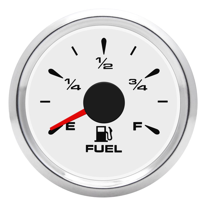 Geloo Marine Fuel Gauge 52mm Boat Gauge Digital Fuel Gauge Fuel Gas Tank Gauge Fuel Level Gauge Replacement 240-33ohm 0-190ohm Signal Adjustable with 8 Colors Backlight for Motorcycle Boat Car-White White & Sliver