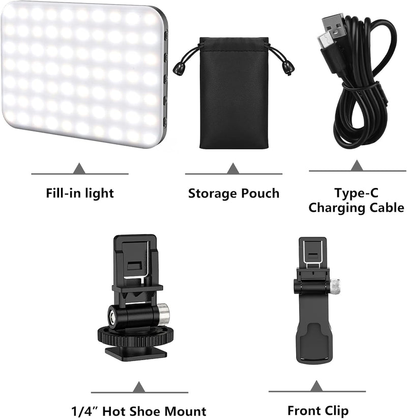 OmniMaster RGB Selfie Light with 2-in-1 Clip & Cold Shoe, 96 LED CRI97+ Portable 360° Video Light for Phone, Camera, Laptop – TikTok, Makeup, Vlogs, Zoom