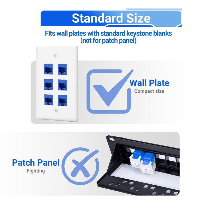 10Gbps Cat6 Keystone Jacks 25-Pack, RJ45 Keystone Jack, Ethernet Keystone Jack in Blue with Punch-Down Tool and Punch-Down Stand for Wall Plate