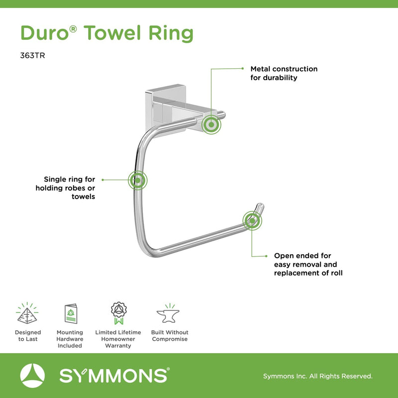 Symmons 363TR Duro Wall-Mounted Towel Ring in Polished Chrome