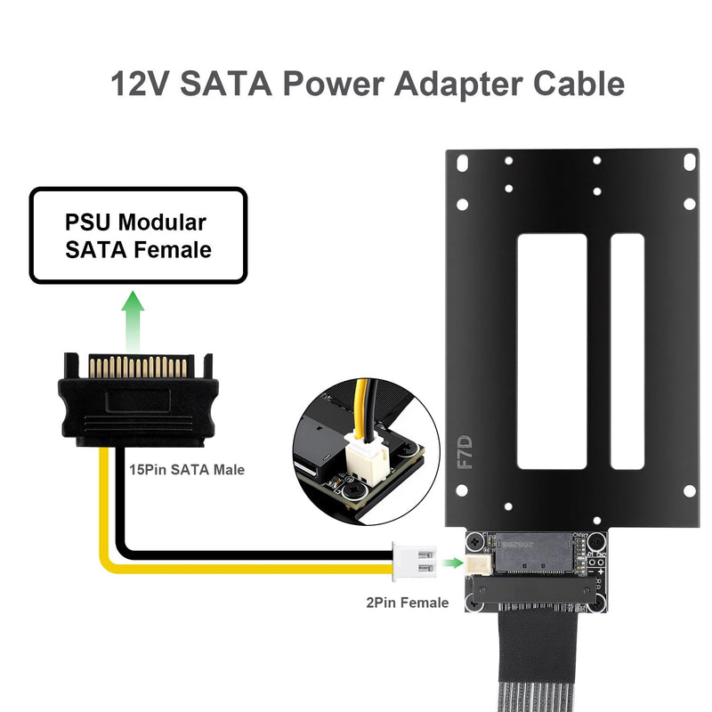 RGEEK PCIe 5.0 M.2 NVMe to E1.S E3.S SSD Adapter Card | 128Gbps Max SFF-TA-1002 Riser Card, with 12V SATA Power Cable, Adjustable 2280/2260/2242/2230 M.2 Bracket
