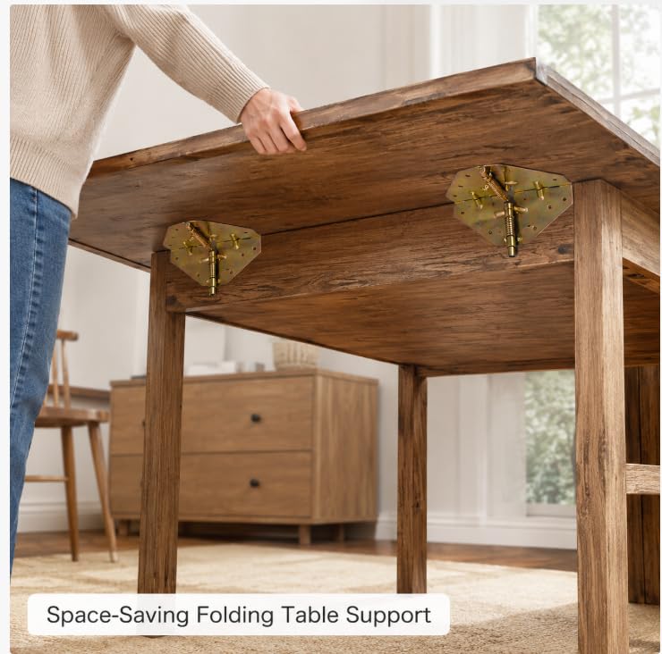 4Pcs Drop Leaf Table Support Folding Table Hinge 180°Folding Cross Spring Hinges with Mounting Screws