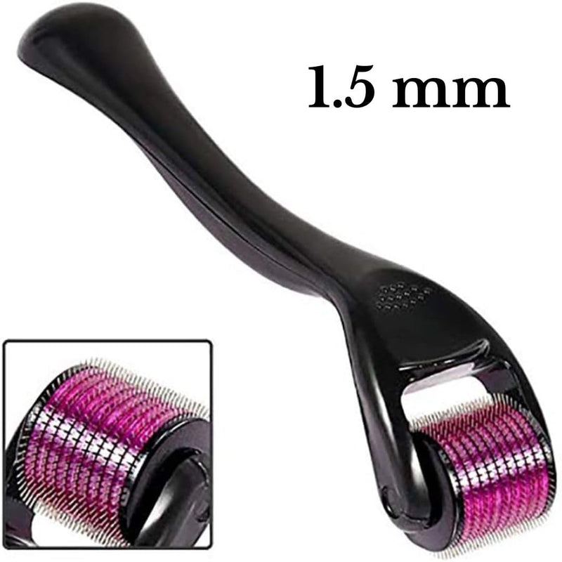 Derma Roller 0.25mm with storage case, 540 Titanium Microneedle Beard Roller Hair Growth for Men and Women, Microneedling Roller for Face Facial Wrinkles Hair Loss Stretch Hair Regrowth. (1.5mm) 1.5mm