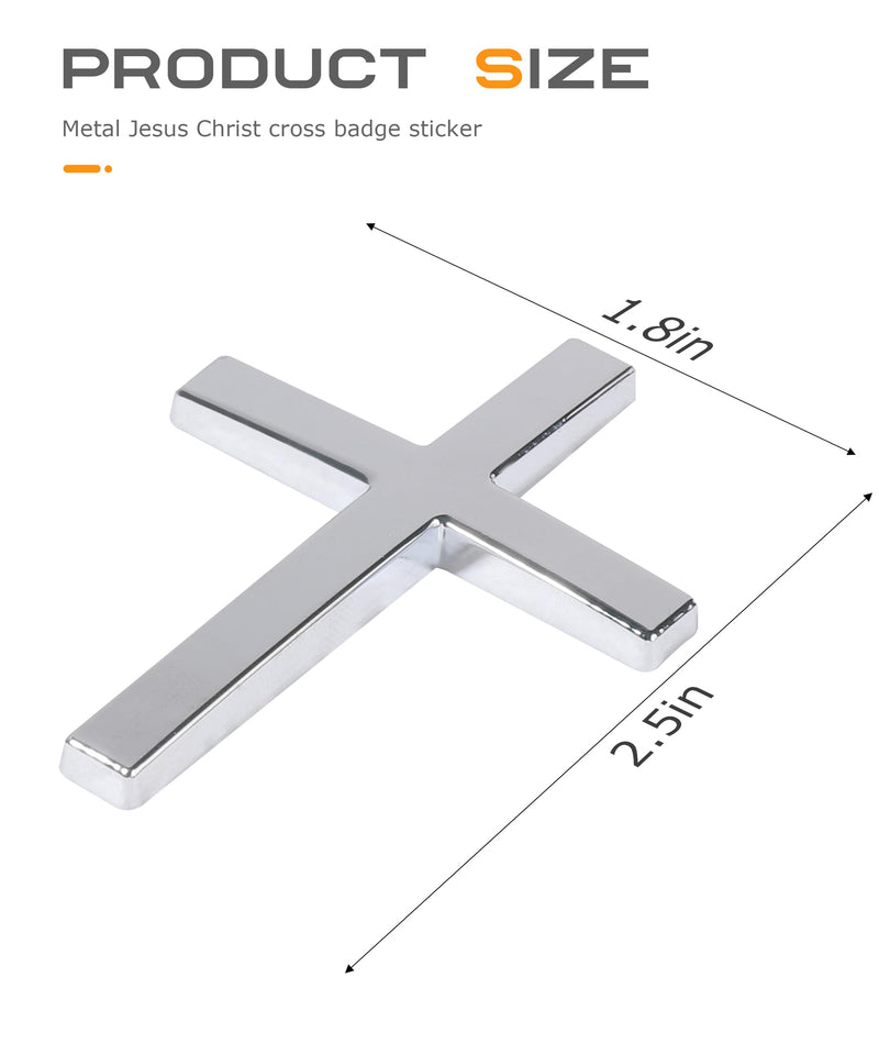 2PCS 3D Cross Stickers,Car Accessories Decals for Vehicles,Self Adhesive Cross Metal Car Emblem,2.5"×1.8" Cross Jesus Automotive Decal,Suitable for Trunk Tailgate Side Decoration (Silver) Silver