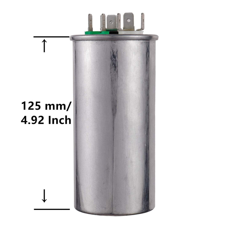 BOJACK 75+10 uF ±6% 75/10 MFD 370/440 VAC CBB65 Dual Run Start Round Capacitor for Condenser Straight Cool or Heat Pump Air Conditioner or AC Motor and Fan Starting