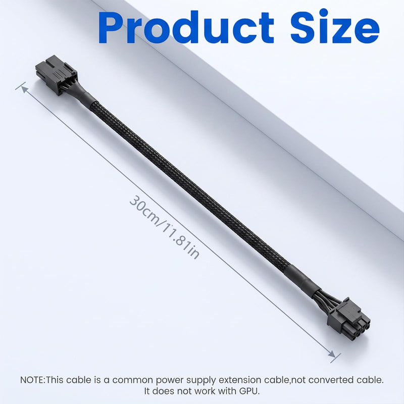 8 Pin CPU Power Adapter PCIe 8 Pin Female to CPU 8pin (4+4) Male | 30cm 8 Pin Connector Adapter Converter Sleeved Cable
