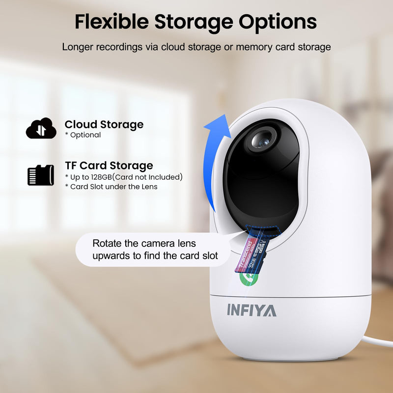 2K Security Camera Indoor-360 Cameras for Home Security and One-Tap Call, Elderly/Cat/Baby/Nanny, Motion Alert, Intelligent Tracking, 2.4GHz WiFi Only, Work with Alexa/Google Home, K7 2Pack 2.4G-2K-2pack