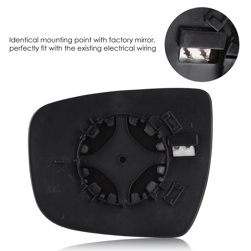 Passenger Right Side Power Heated Mirror Glass Fit For Nissan Rogue 2014-2019, for Murano 2015-23, for Pathfinder 2017-19 Side View Mirror with Back Plate, Replace for 963654BA1A