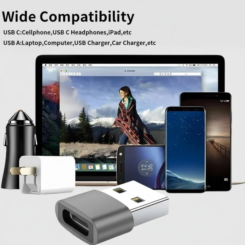 USB C to USB Adapter 1 Pack, Universal USBC Female to A Male Converter for Car Charger, iWatch Ultra 3/11/10, Galaxy S25 (Grey)