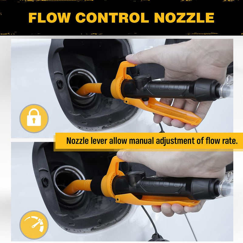 ELEAD Portable Battery Powered Pump - Electric Fuel/Water Transfer Pump 2.2 GPM, Liquid Siphon Pump with Adjustable Flow Control, Gas Pump with Filter Design, Gas Can Pump Ideal 2.2 GPM Yellow