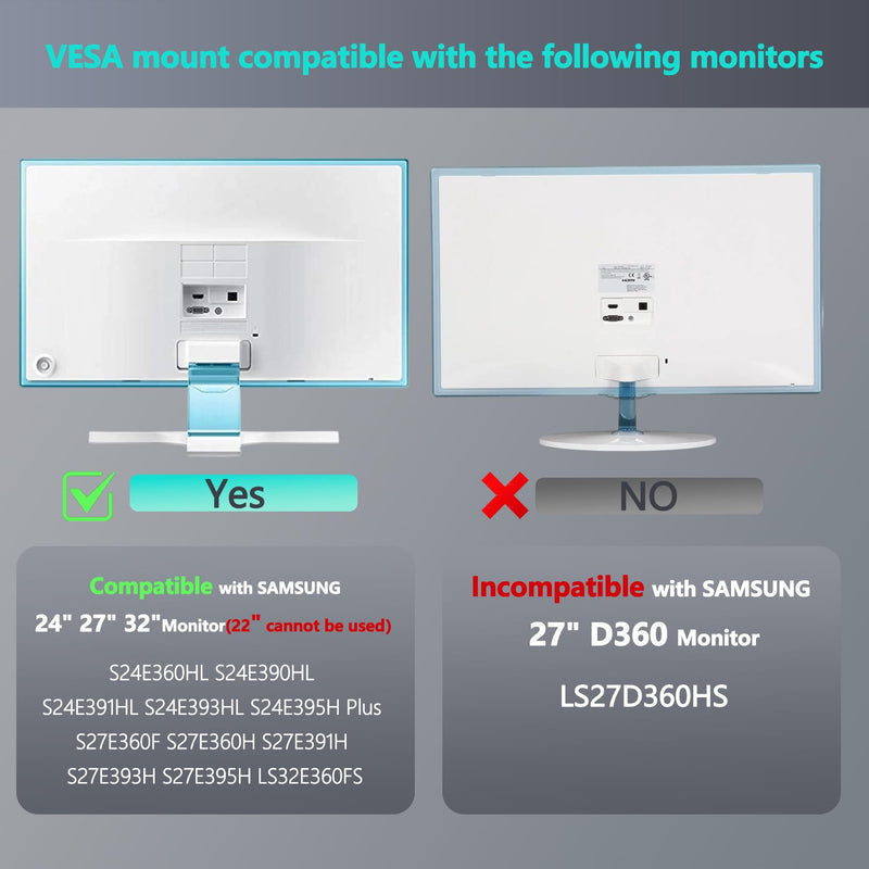 S24E390HL Monitor Stand Compatible with Samsung 24" 27" 32" S24E391HL | VESA Mount Adapter for S24E360HL S24E390HL S24E391HL S24E393HL S24E395H S24E390HL Plus S27E360F S27E360H S27E391H Monitor