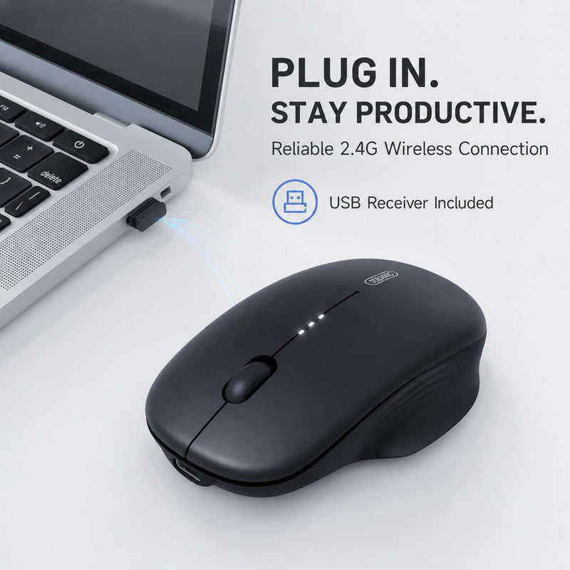 INPHIC Wireless Mouse for Laptop, 2.4G Rechargeable Computer Mouse 2400DPI | Quiet Office Cordless USB Mice with Nano Receiver Lightweight Adjustable DPI, Portable Travel Slim Mouse for PC, Mac, Tablet