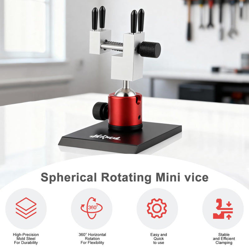Mini Vise Table Top Clamp, Mini Portable Table Vise for Hobby Jewelers Adjustable Aluminum Alloy Small Bench Vice for DIY Projects 360° Rotatable with 0-2.28' Clamping Range 0-2.28"
