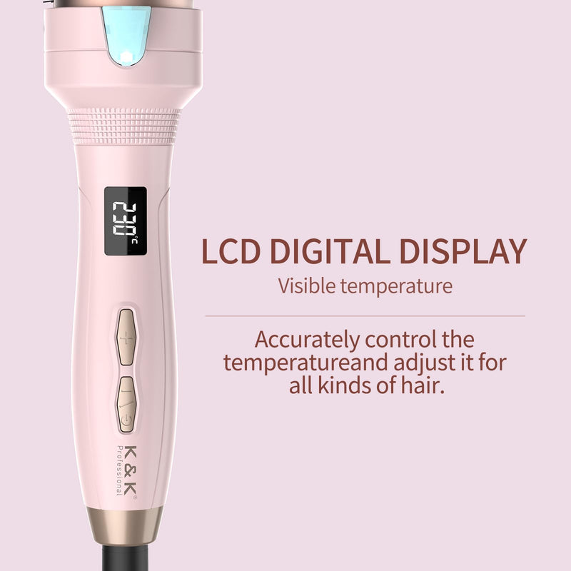 K&K 38mm Thermal Heated Round Brush, Blowout Volumizer for Long Hair | 45MM EXTRA-LARGE BARREL: 45mm heated round barrel creates maximum root volume and smooth blowout waves for long hair Pink