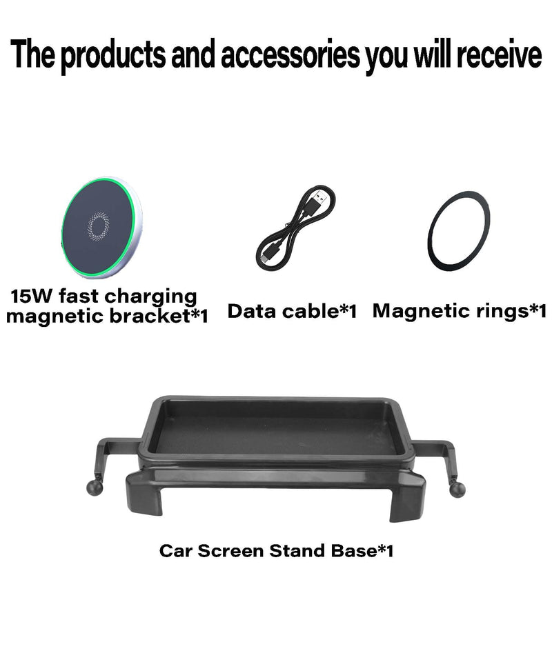 Car Phone Holder for Toyota Tacoma 2024 2025 Accessories Apply to 8 Inch Touch Screen 15W Fast Wireless Charger Screen Fixed Clip Cell Phone Mount with Dashboard Storage Tray fit for Toyota Tacoma 2024 2025 (8 Inch Screen)