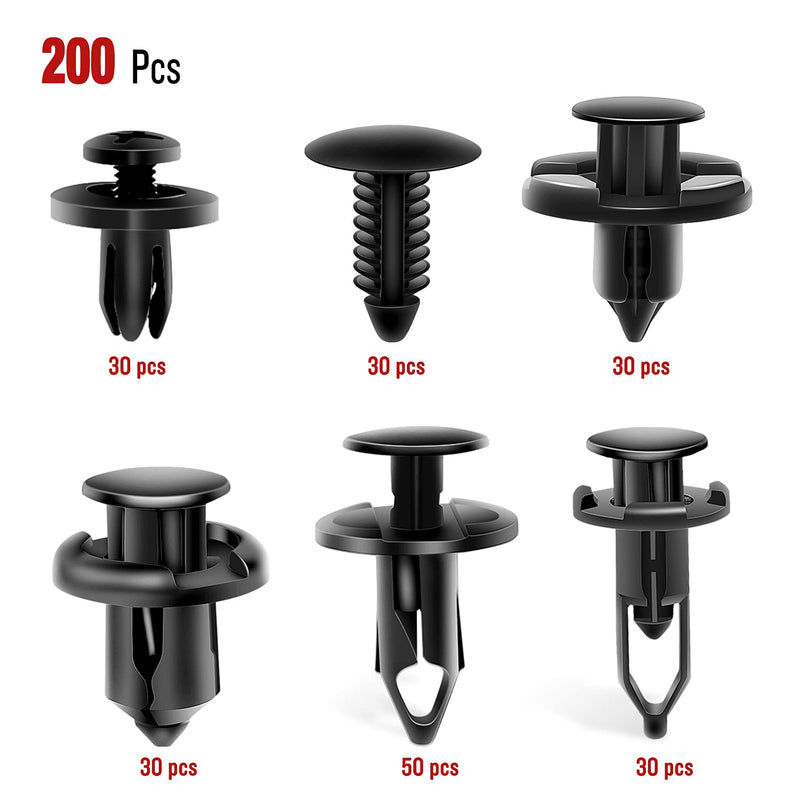 Nilight 200PCS Car Retainer Clips 6mm 7mm 8mm 9mm 10mm Expansion Screws Replacement Kit Bumper Push Rivet Clips for GM Ford Toyota Honda Chrysler Nissan 200 Clips 6mm 7mm 8mm 9mm 10mm