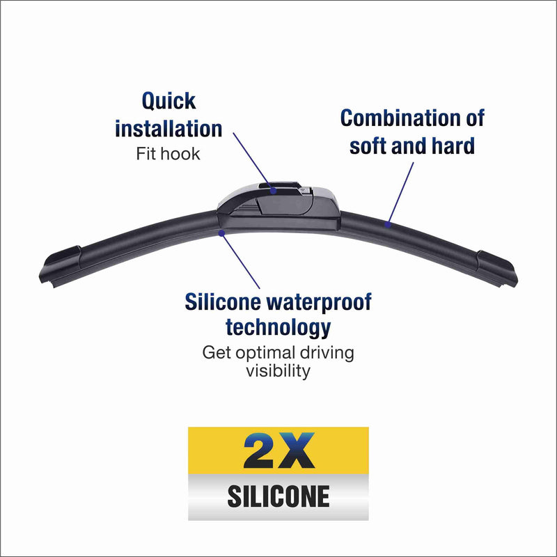 5 PLUS® Silicone Wiper Blades 22 inch wiper blades 2 pack Replacement For Ford F Series 2020-2012 Expedition 20-08,Chevy Silverado GMC Sierra Series 2023-2019 06-99,Impala Suburban, Windshield Wiper 22"+22" Front (Hook Arm)