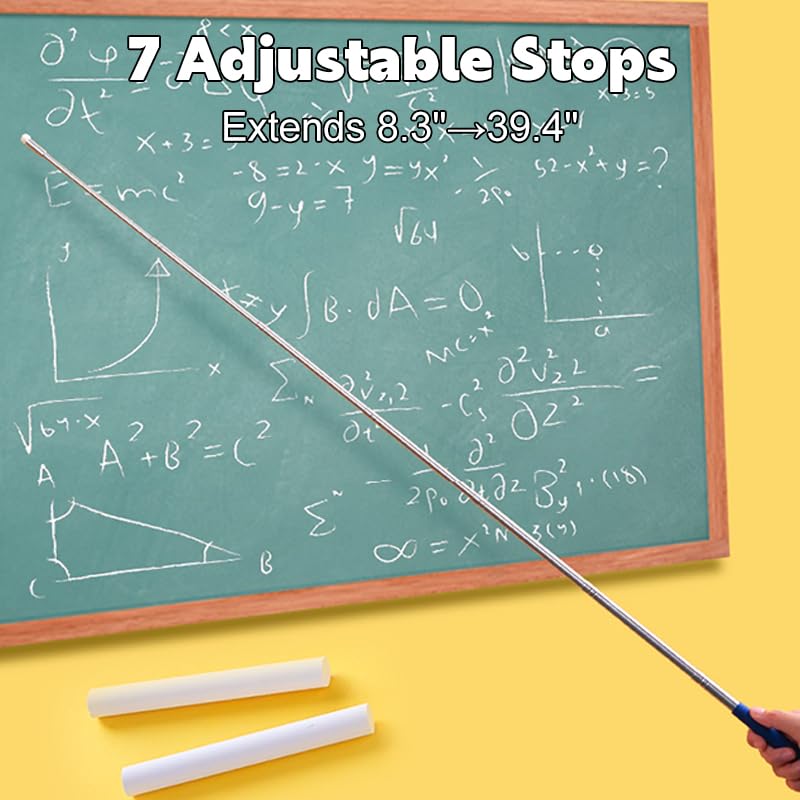 Telescopic Teaching Pointer for Teachers, 1 Pack Black Pointer with Felt Tip for Infrared Whiteboards Only, Extendable Handheld Presenter for Classroom, Blackboard, Display – 39 Inch Length