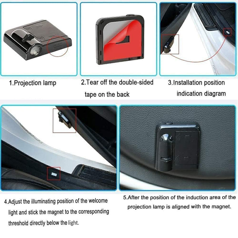 Car Door Lights Logo Projector, 2PCS Car Door Projector Lights Welcome Courtesy Ghost Shadow Lamp Fit for All Car Models by FLYEEGO Fire-Horse