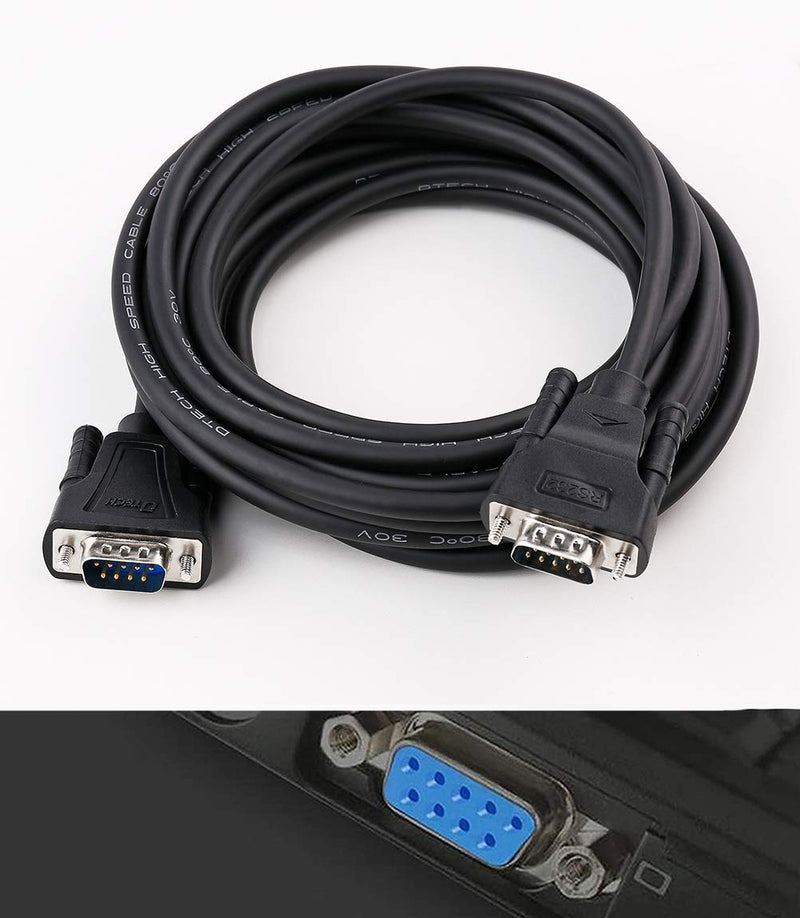 DTech 15ft DB9 Serial Cable COM Port Male to Male RS232 Straight Through 9 Pin Data Cord