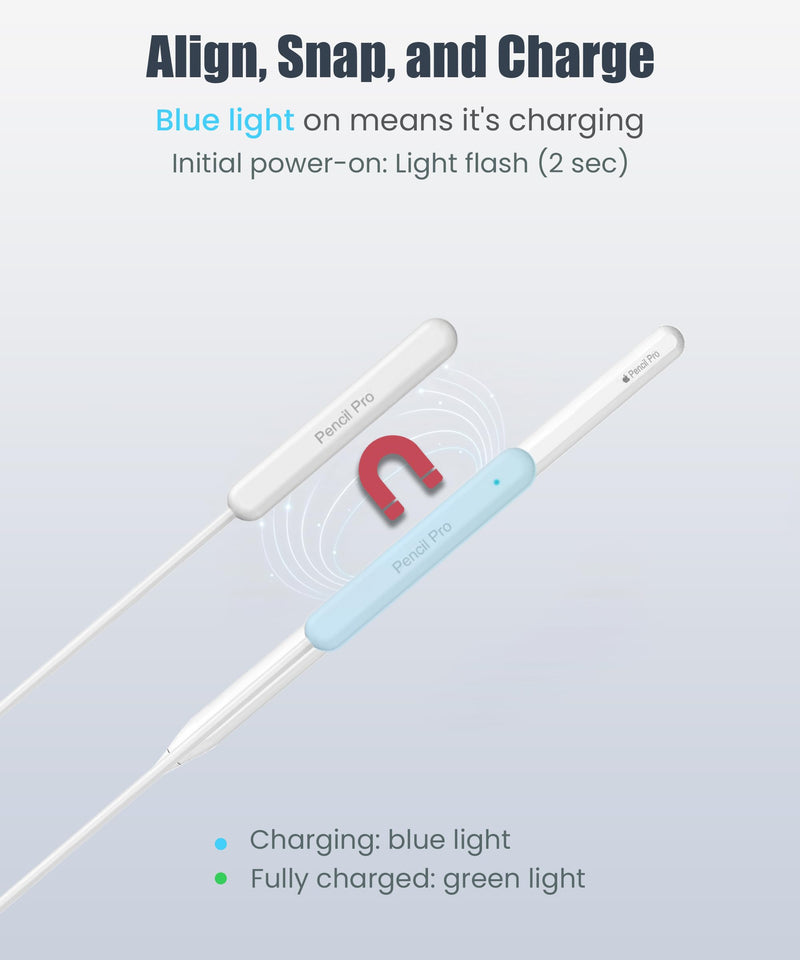 Pencil Charging Dock for Apple Pencil Pro| Magnetic Wireless Charger | Fast-Charging Case with LED Indicator for iPad Pencil Pro, Charger Cable and Adapter for Apple Pen Pro (Latest Model) Pro only