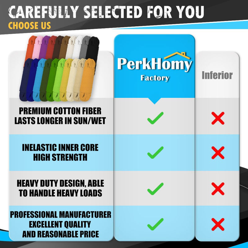 PerkHomy 100 ft 3/16" (5mm) Cotton Rope Multi Purpose Utility Diamond Braided Cord, Natural Cotton for Clothes Line Camping Crafting Flag Pole, Natural White 3/16" x 100'