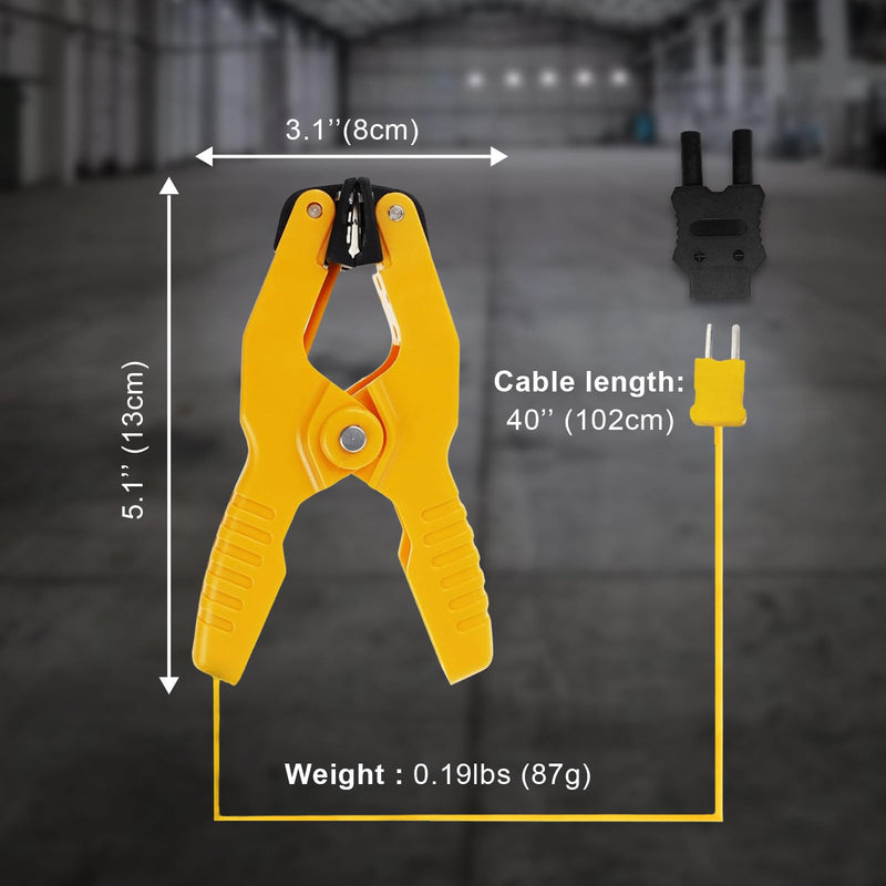 2 PCS HVAC Temperature Clamp with Banana Plug Adapter, K-Type Thermocouple Clamp Pipe Temp Clamp for HVAC/Multimeter, Temperature Sensor Probes Measures -40~392℉(-40~200℃) (BEIO 003 2PCS) BEIO 003 2PCS