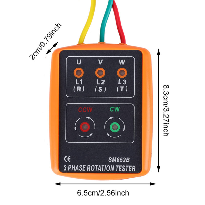 1 Set Portable Sequence Tester -852B 60V~600V AC 3-Phase Sequence Order Rotation Indicator Tester 20Hz-400Hz