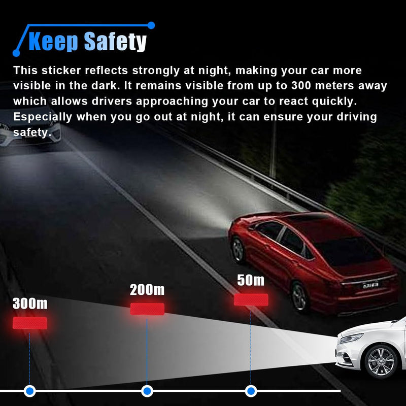 20PCS Car Safety Reflective Stickers, Waterproof Warning Reflective Tape, Night Visibility Reflective Strips for Trailers, Motorcycles, Bicycles, Cars, Helmets, 3.14 x 1.14 Inch (Red) Red