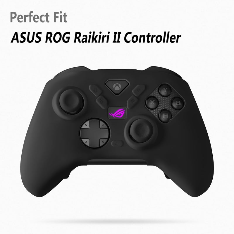 Geiomoo Silicone Cover for ASUS ROG Raikiri II Xbox Controller Case, Soft Flexible Scratch Resistant Protective (Black) Black