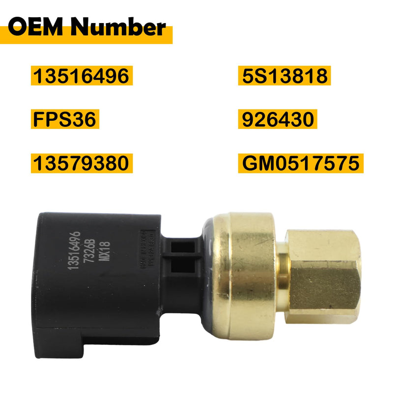 13516496 FPS36 13579380 5S13818 926430 GM0517575 Fuel Pressure Sensor Compatible with Buick Cadillac Chevrolet GMC 2013-2018