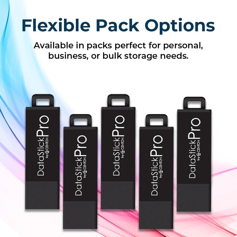 Centon DataStick Pro USB 3.2 Gen 1 Flash Drive 128GB x 3, Black (S1-U3P6-128G-3B) 128 GB (Pack of 3)