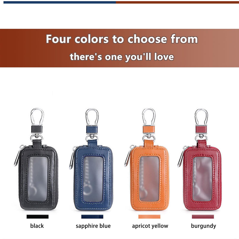vvag Premium Car Key Fob Case Genuine Leather Car Smart Key fob Holder Car Remote Keychain Bag Universal Black