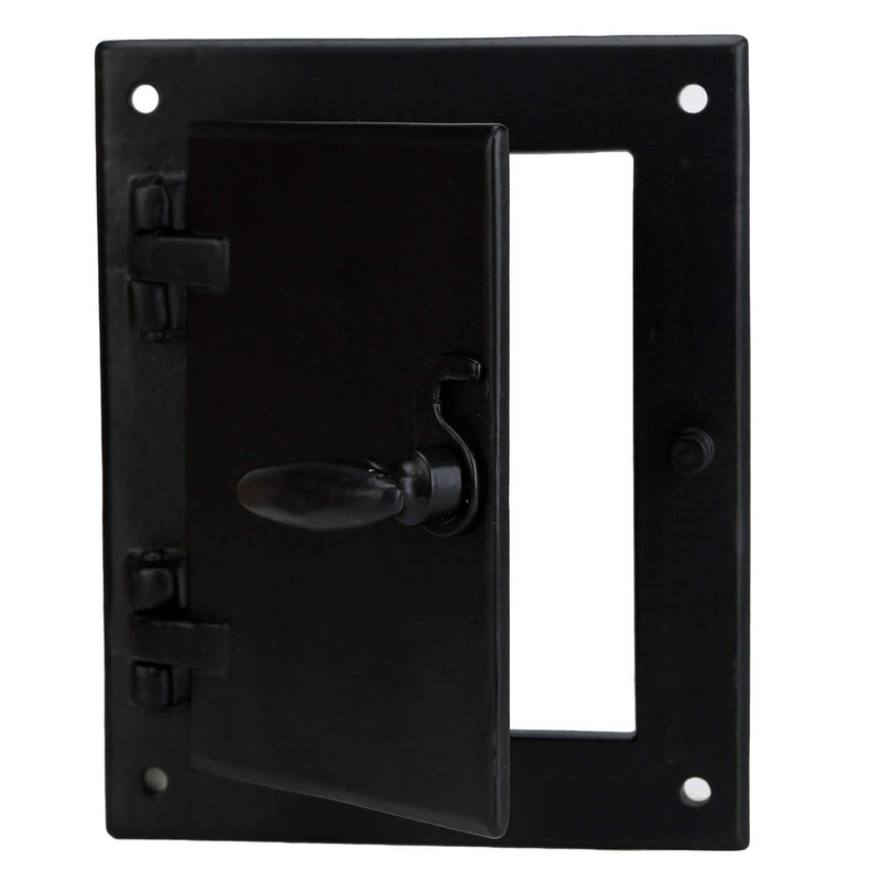 Perilla Home Cast Iron Safety Speakeasy Classic Style Black Grill & Girlle with Viewing Door Set Accent Door Gate Interior Privacy