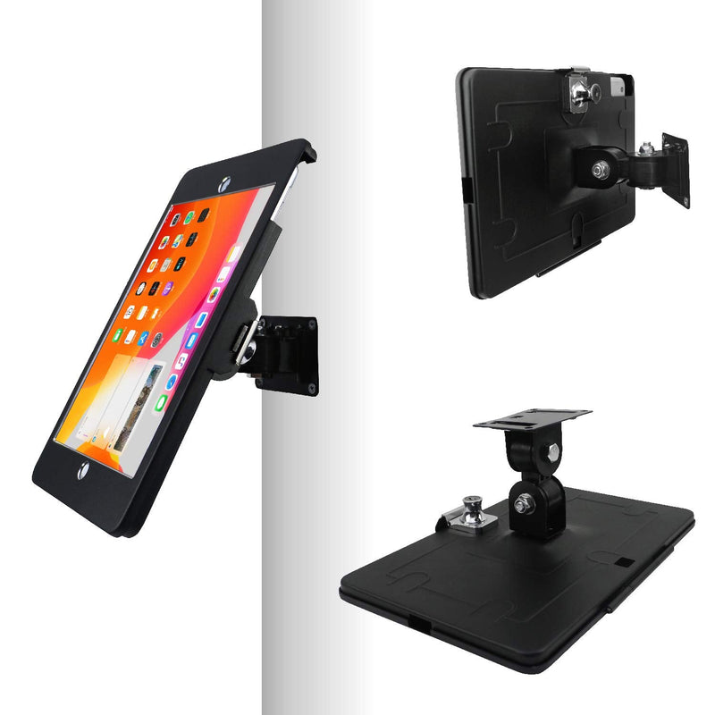 Tablet On Wall Mount Bracket for iPad 10.2-Inch (9th,8th,7th Gen.),with Anti Theft Security Lock and Key, Rotate Design Arbitrary Adjustment,Multi Angle,Metal,(Black) Black